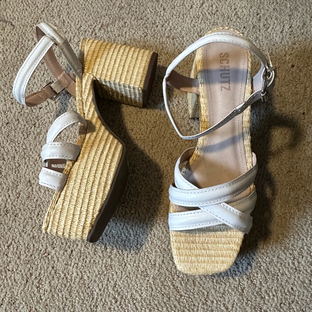 NWOT Schutz Stacie chunky raffia heels - Picture 2 of 6